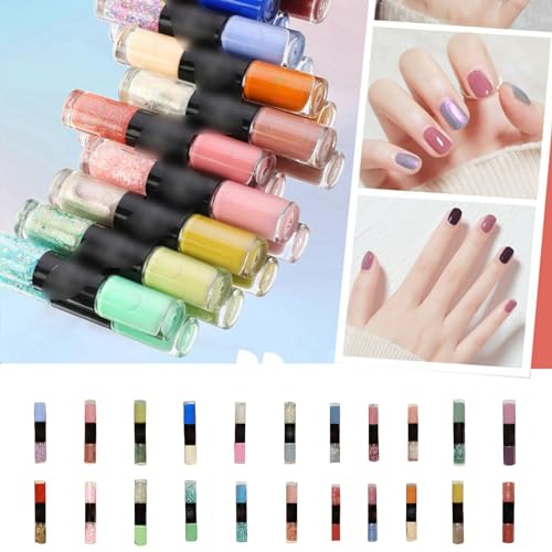 Nail Polish Oily Two Color New Non Baked Quick Drying Durable Non Peelable 12ml Nails for Girls 5-6 for DIY Manucure at Home Salon Design Kit Manicure Home Valentines Gifts for Women (F, One Size) - Image 3