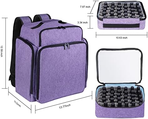 Nail Polish Organizer Backpack Holds 108 Bottles(15ml - 0.5 fl.oz) and a Nail Lamp, Nail Supplies Organizer Case with 3 Removable Nail Polish Pouches, Nail Storage Bag for Nail Tech (Purple) - Image 6