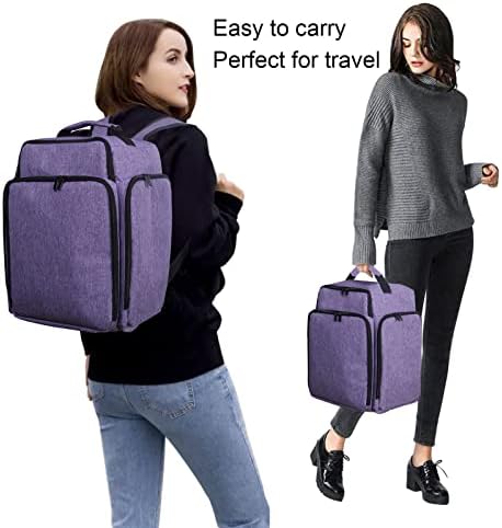 Nail Polish Organizer Backpack Holds 108 Bottles(15ml - 0.5 fl.oz) and a Nail Lamp, Nail Supplies Organizer Case with 3 Removable Nail Polish Pouches, Nail Storage Bag for Nail Tech (Purple) - Image 5
