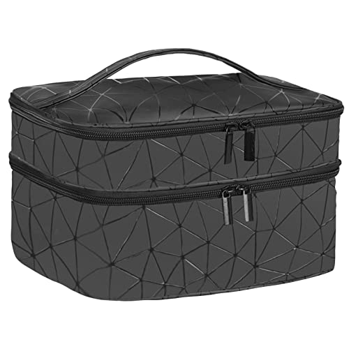 Nail Polish Organizer, Travel Carrying Case-Custom for Manicure Set, Double Layer Carrying Bag(Black, Version 1:Holds 30 Bottles (15ml))