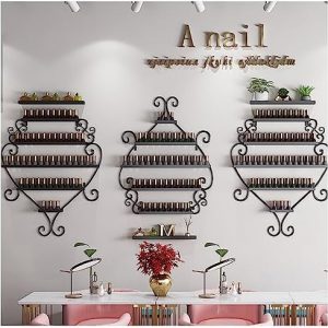 Nail Polish Wall Mounted Rack Creative Heart-Shaped Nail Polish Rack Storage Display Rack Multi-Functional Storage Cabinets are Used for Home, Hotel and Supermarket,Black