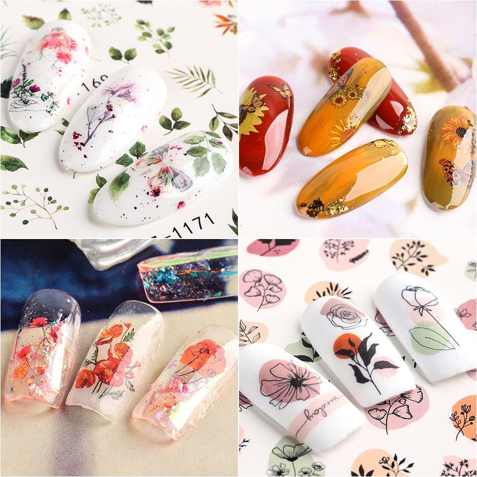 Floral Butterfly Nail Art Stickers 11 Sheets Water Transfer Decals - Image 5