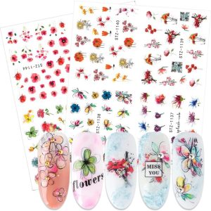 Floral Butterfly Nail Art Stickers 11 Sheets Water Transfer Decals