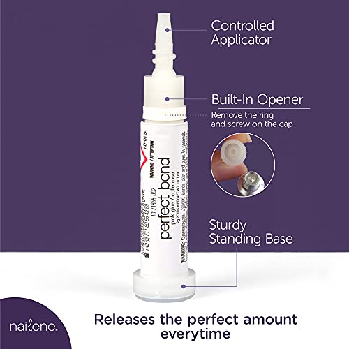 Nailene Perfect Bond Glue 0.07 Oz Tubes - 2 Pack - Durable, Easy to Apply False Nail Glue – Repairs Natural Nails – Quick-Drying Nail Adhesive Lasts Up to 7 Days – Nail Care Essential, Clear - Image 2