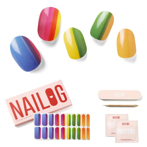 NAILOG 20pc Extra Long Semi-Cured Gel Nail Strips Glossy Soft Finish
