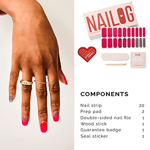 NAILOG Semi Cured Gel Nail Strips 20 Extra Long Glossy Polish Wraps Soft Gel Finish - Image 6