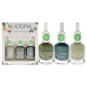 Nailtopia Be-Leaf In Yourself Kit: Ultra Wear, Trendy Trio Kit - All Natural, Strengthening Biotin and Superfood-Infused Polish - Chip Resistant Formula - Quick-Dry, Long Lasting Wear - 3 pc