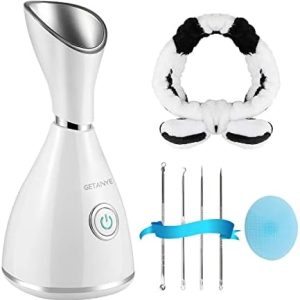 Nano Ionic Face Steamer - 10X Penetration for Facial, Unclogs Pores, Moisturizing Spa Humidifier with Free Blackhead Remover Kit, Hair Band, Face Brush