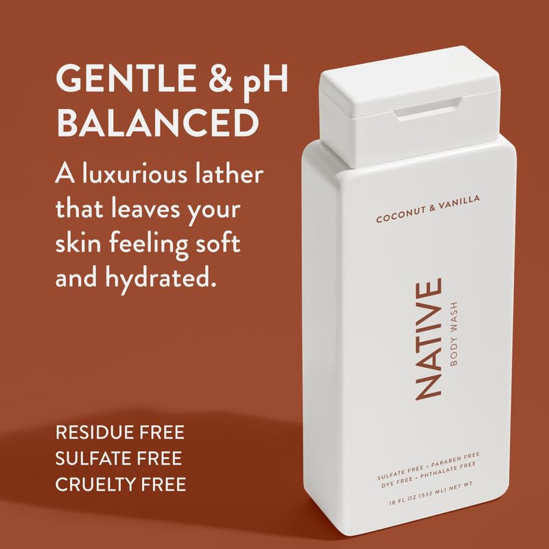 Native Coconut Vanilla Body Wash 18 oz 2 Pack Sulfate Paraben Free for All - Image 2