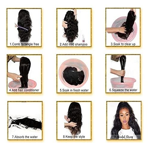 18 Inch Natural Black Pre-Plucked Bleached Knots Lace Front Human Hair Wig - Image 7