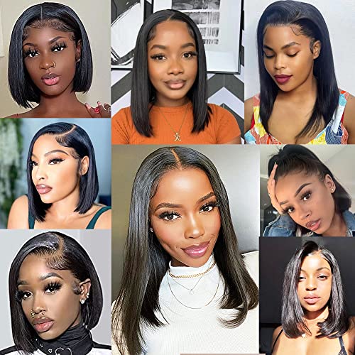 14 Inch Natural Black Human Hair Bob Wig 13x4 Lace Front 150% Density for Women - Image 7