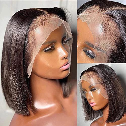 14 Inch Natural Black Human Hair Bob Wig 13x4 Lace Front 150% Density for Women - Image 4