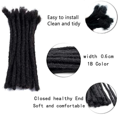 8 Inch Natural Black 0.6cm Human Hair Loc Extensions 20 Strands Dyeable Handmade - Image 4