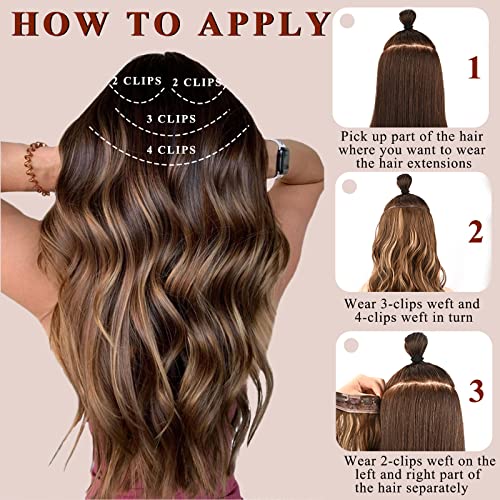NAYOO 20 Inch Copper Red Long Wavy Clip-In Hair Extensions 4 Piece Thick Set - Image 8