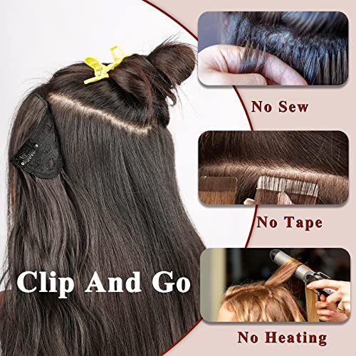 NAYOO 20 Inch Copper Red Long Wavy Clip-In Hair Extensions 4 Piece Thick Set - Image 7