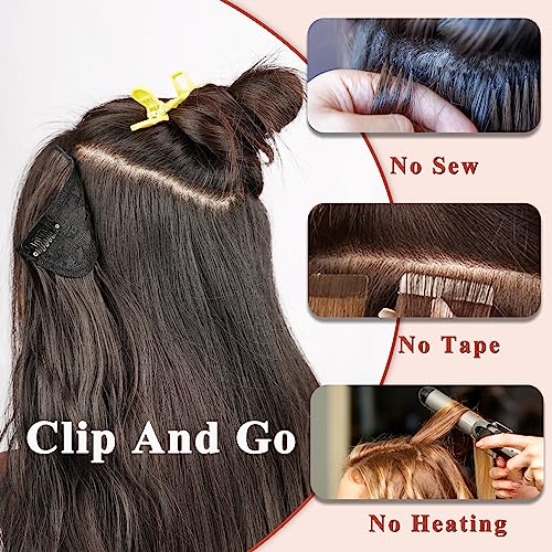 NAYOO Clip in Curly Hair Extensions 4PCS Long Wavy Synthetic Thick Hairpieces with Fiber Double Weft for Women Hair Full Head (20 Inch, Ginger Orange) - Image 7