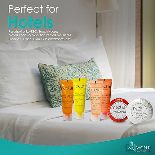 Nectar Mini Travel Size Toiletries Bathroom Kit | Sweet Orange Blossom| Shampoo, Conditioner, Body Wash, Lotion, Two Round Cleansing Bars and Body Bar - Image 3