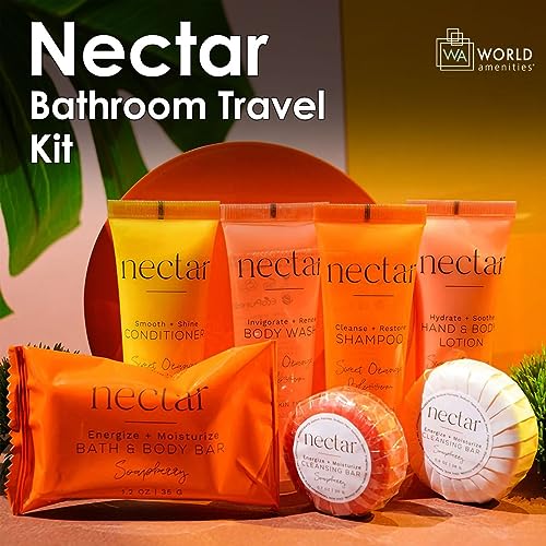 Nectar Mini Travel Size Toiletries Bathroom Kit | Sweet Orange Blossom| Shampoo, Conditioner, Body Wash, Lotion, Two Round Cleansing Bars and Body Bar - Image 5