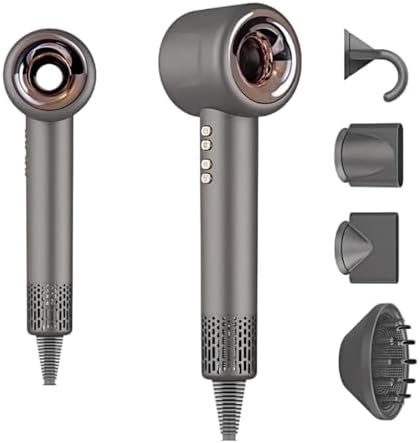 Negative Ionic Blow Dryer with 110, 000 RPM 1600 watt Brushless Motor for Fast Drying,3 Speed&4 Temps Control Portable&Low Noise Hair Dryer with Diffuser and 4 Nozzle for Hair Caring,Home,Salon use