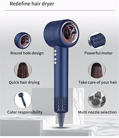 Negative Ionic Blow Dryer with 110, 000 RPM 1600 watt Brushless Motor for Fast Drying,3 Speed&4 Temps Control Portable&Low Noise Hair Dryer with Diffuser and 4 Nozzle for Hair Caring,Home,Salon use - Image 2