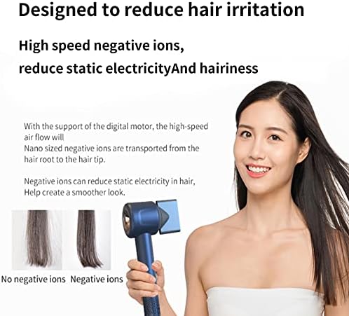 Negative Ionic Blow Dryer with 110, 000 RPM 1600 watt Brushless Motor for Fast Drying,3 Speed&4 Temps Control Portable&Low Noise Hair Dryer with Diffuser and 4 Nozzle for Hair Caring,Home,Salon use - Image 6