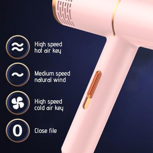 Negative Ionic Hair Dryer with Diffuser, High Power Fast Drying Hairdryer with Bracket& Curly Hair Comb, Lightweight Quiet Travel Electric Blow Dryer for Home Dorm Students - Image 3