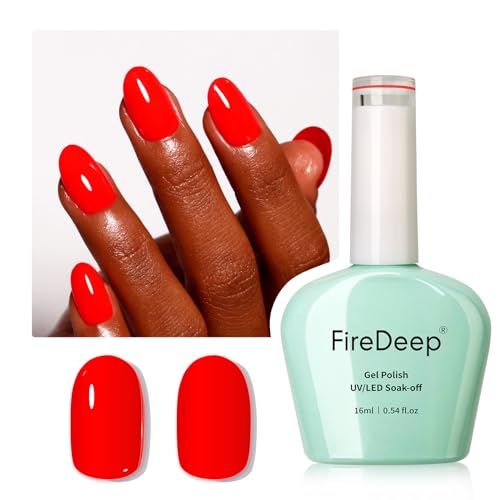 Neon Red Gel Nail Polish, 0.54 Fl Oz Large Bottle UV/LED Soak Off Red Gel Polish for Autumn and Winter