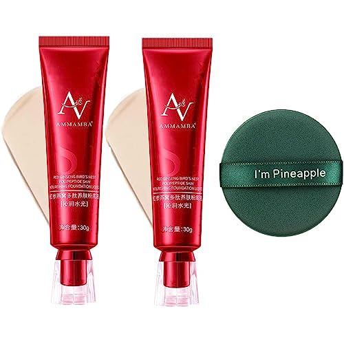 NEW FV Waterproof Foundation, 30g FV Red Ginseng Bird's Nest Concealer Liquid Foundation, Waterproof Full Cover Oil Control Face Base Makeup, Long Lasting Facial Whitening Cream (Ivory White)