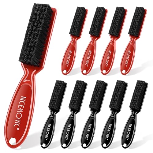 NICEMOVIC 10 Piece Mini Cleaning Brush Set for Barber Clippers and Styling Tools Black Red