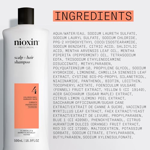 Nioxin System 4, Cleansing Shampoo With Peppermint Oil, Treats Sensitive Scalp & Provides Moisture, For Color Treated Hair with Progressed Thinning, Various Sizes - Image 8