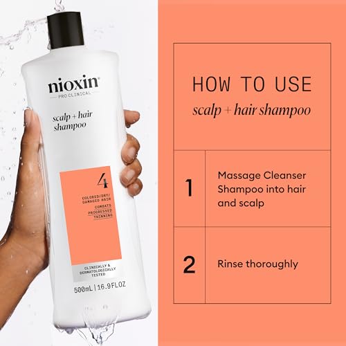 Nioxin System 4, Cleansing Shampoo With Peppermint Oil, Treats Sensitive Scalp & Provides Moisture, For Color Treated Hair with Progressed Thinning, Various Sizes - Image 6
