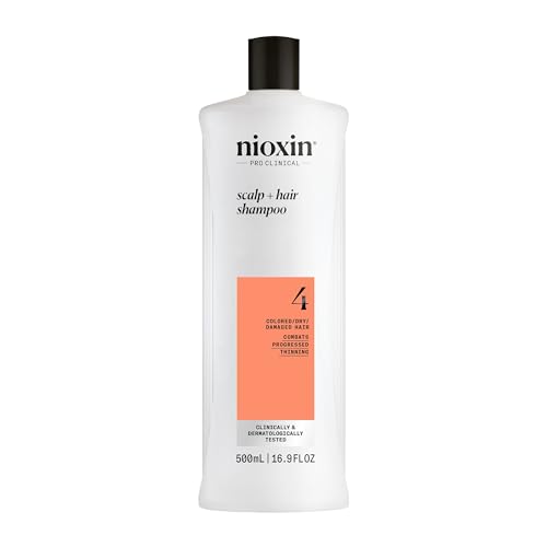 Nioxin System 4, Cleansing Shampoo With Peppermint Oil, Treats Sensitive Scalp & Provides Moisture, For Color Treated Hair with Progressed Thinning, Various Sizes