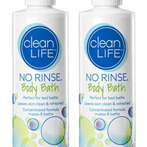 No-Rinse Body Bath, 8 fl oz - Leaves Skin Clean, Refreshed and Odor-Free, Rinse-Free Formula (Pack of 2) - Makes 8 Complete Baths Per Bottle