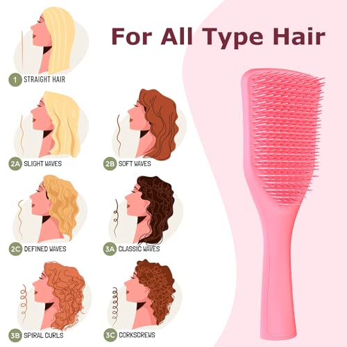 Pink No Tangle Detangler Hair Brush for Wet Dry Hair Lightweight Soft Bristles - Image 4