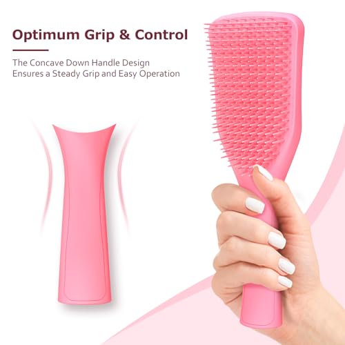 Pink No Tangle Detangler Hair Brush for Wet Dry Hair Lightweight Soft Bristles - Image 5