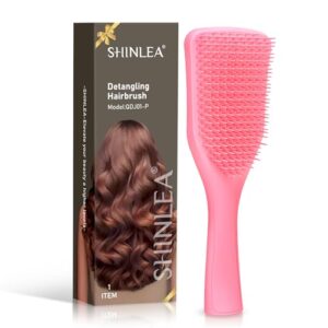Pink No Tangle Detangler Hair Brush for Wet Dry Hair Lightweight Soft Bristles