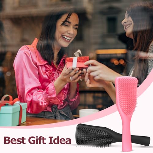 Pink No Tangle Detangler Hair Brush for Wet Dry Hair Lightweight Soft Bristles - Image 8