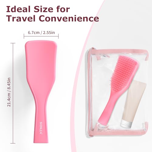 Pink No Tangle Detangler Hair Brush for Wet Dry Hair Lightweight Soft Bristles - Image 7