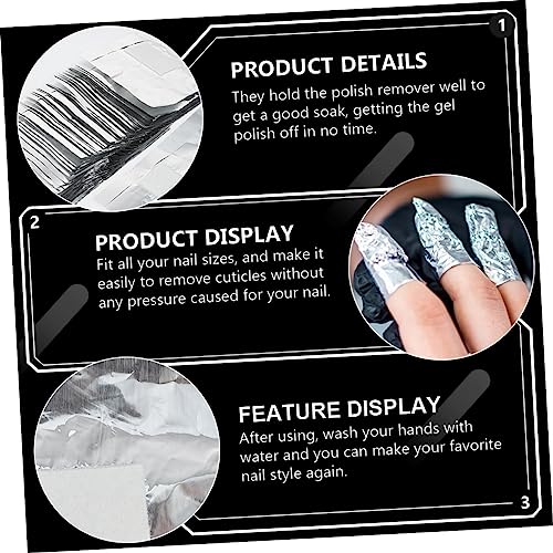 NOLITOY 300pcs Nail Remover Foil Nail Remover Clips Soak off Foils Nail Cleaning Tin Foil Nails Gel Foil Wraps with Cotton Pad Double Color Bowls Manicure Aluminum Foil Polish - Image 2