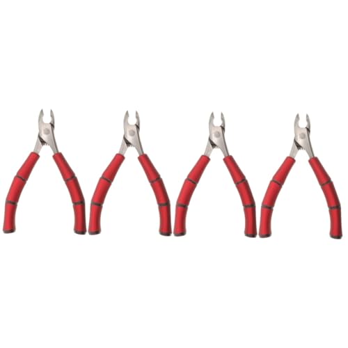 NOLITOY 4pcs Manicure Tools Trimmer Nail Clipper Nail Art Tools Cuticle Nipper Stainless Steel Cuticle Clippers Cuticle Cutter Cuticle Removing Tool Portable Red Plastic Remover