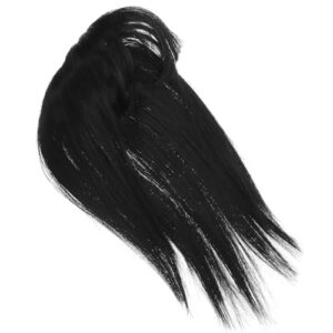 NOLITOY Invisible Human Toppers Women Clip In Toppers with Bangs Fringe Straight Bangs Women Wiglets Hairpieces for Thinning Cover Black