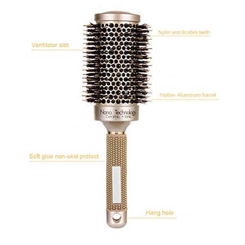 Professional Detangling Hair Round Brush with Non-Slip Handle, Ceramic Nano Coating, Nylon Bristles - Image 4