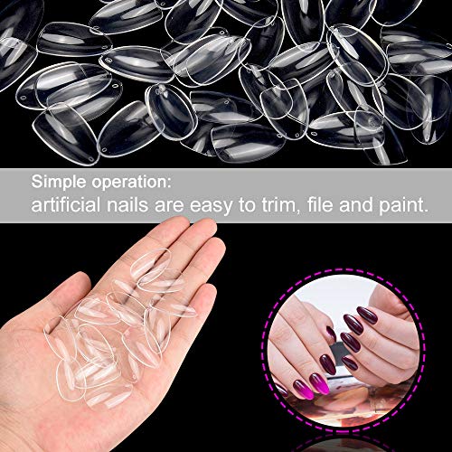 Noverlife 1200PCS Clear Short Almond Nail Tips for DIY Manicure, 10 Sizes Included - Image 3