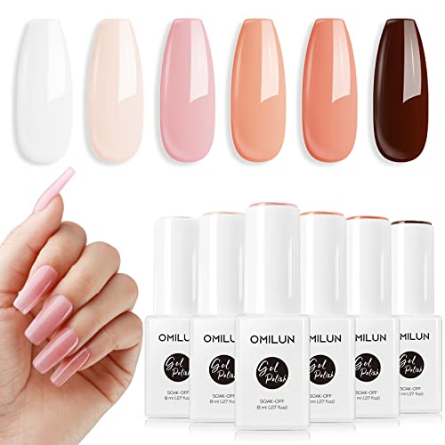 Nude Gel Nail Polish Set 6 Colors Pink Brown for DIY Manicure