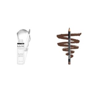 NYX Professional Makeup Butter Gloss Sugar Glass Clear Lip Gloss and Espresso Lip Pencil Set