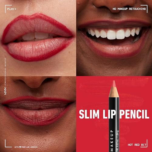 NYX Professional Makeup Slim Lip Pencil Set, 2 Piece, Nude Pink & Hot Red - Image 2