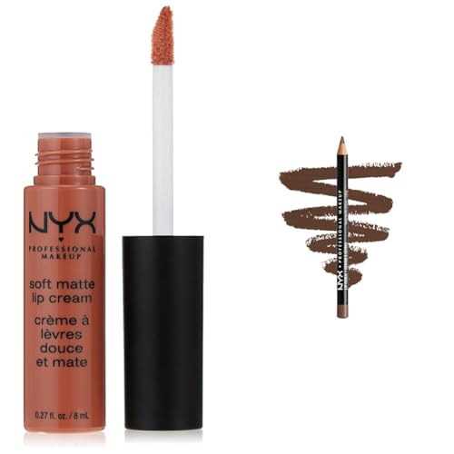 NYX Soft Matte Lip Cream Abu Dhabi Deep Rose Beige & Slim Lip Pencil Espresso 2 Piece Set
