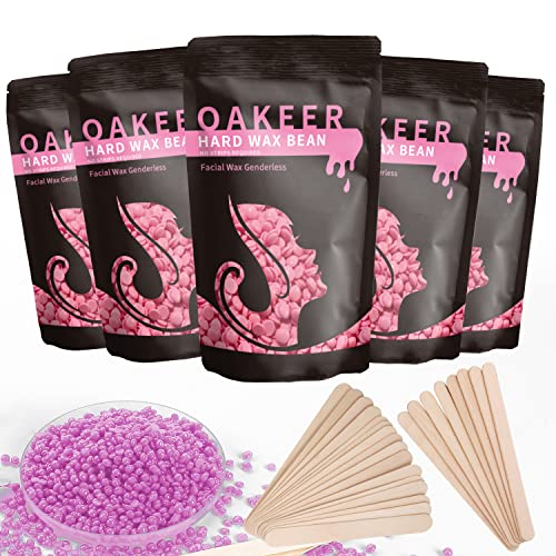 Oakeer 1.1 lb Rose Scented Hard Wax Beans for Hair Removal 5 Bags
