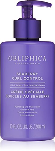Obliphica Seaberry Curl Control Cream - Anti Frizz, Curl Defining and Enhancing Cream for Curly Hair - Hydrating Styling Creme for Women and Men, Best for Curly, Wavy, and Course Hair - 10 Fl Oz