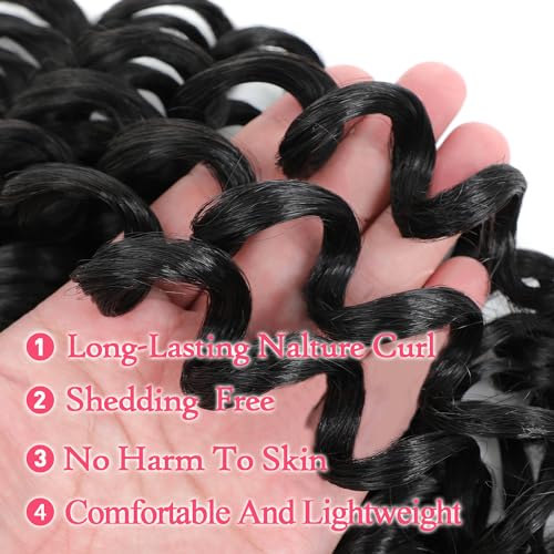 Ocean Wave Crochet Hair 12 Inch 8 packs Deep Wave Crochet Hair Synthetic Curly Braiding Hair Crochet Hair for Black Women (12 Inch, 8 packs, 1B) - Image 5